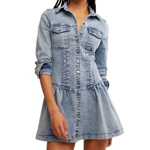 Free People Women's Roadhouse Button-Front Mini Dress